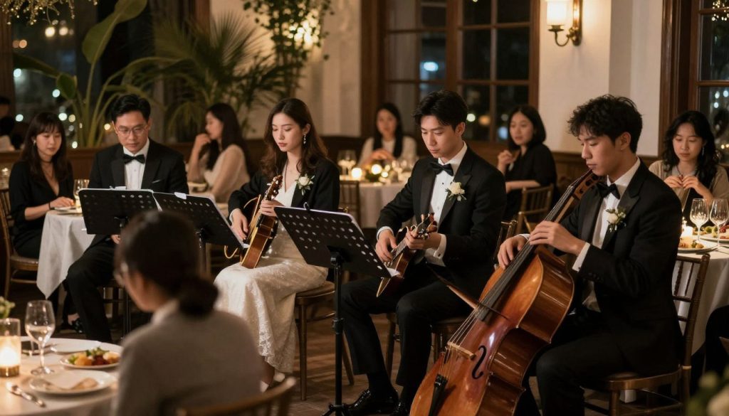 servicii muzicale nuntă - orchestra live în restaurant elegant