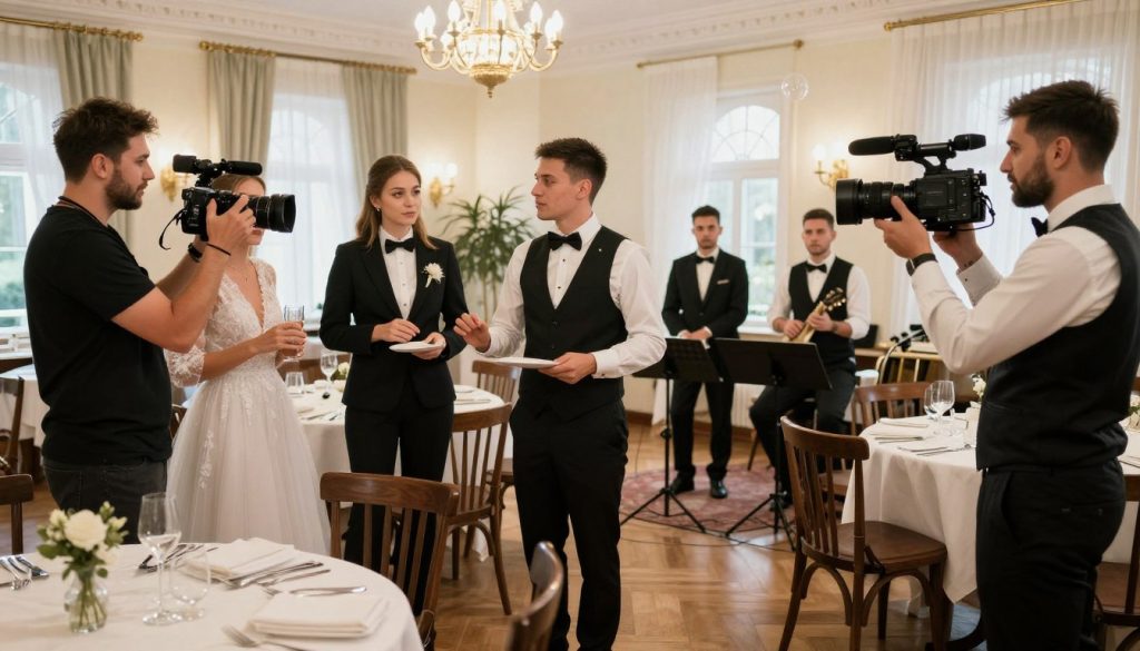 servicii foto video pentru nuntă - echipă profesională în acțiune